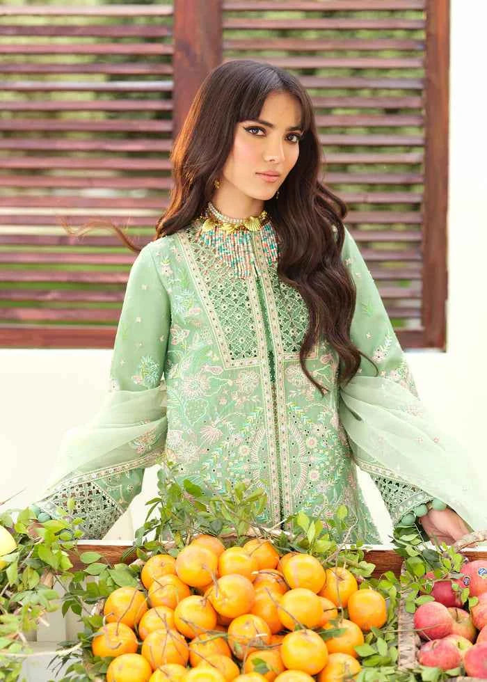 luxury clothing with our designer lawn dresses. AMIRAH is collections with premium lawn, intricate embroidery, and customisable as women fashion trends. Green Colour lawn Fabric