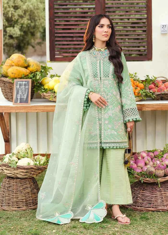 luxury clothing with our designer lawn dresses. AMIRAH is collections with premium lawn, intricate embroidery, and customisable as women fashion trends. Green Colour lawn Fabric