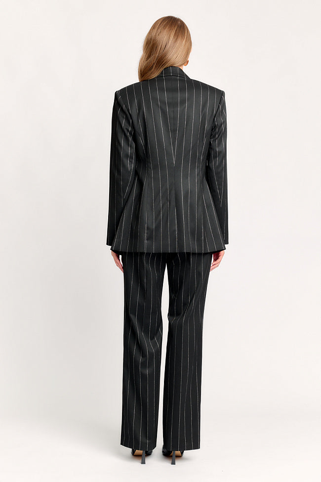 BLACK STRIPPED  JACKET AND PANTS 