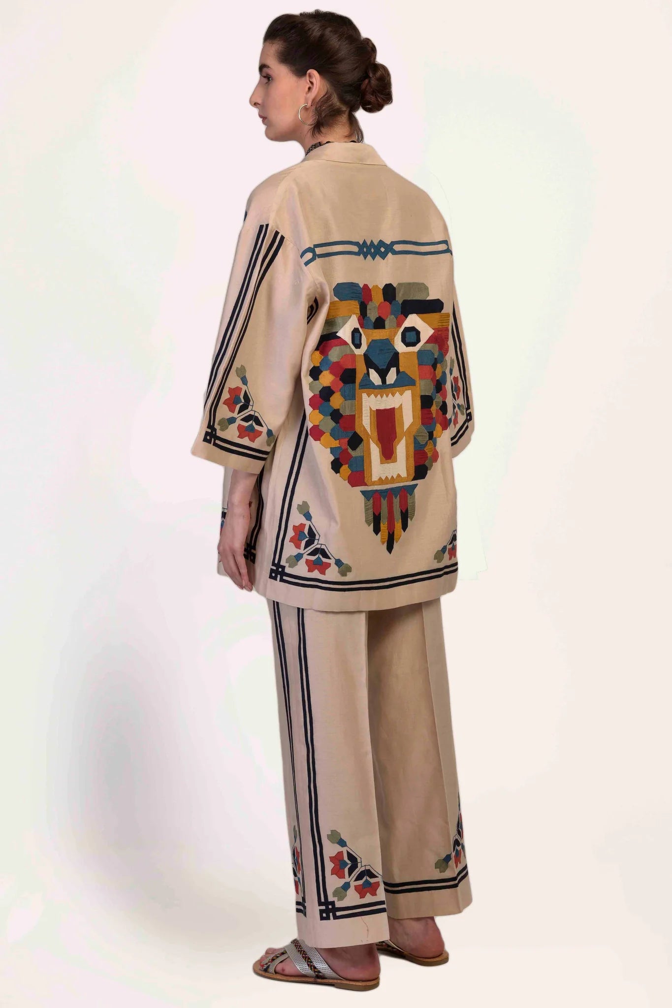 AMEENAH B 01 - TIBETAN MASK JACKET AND PANT SET 