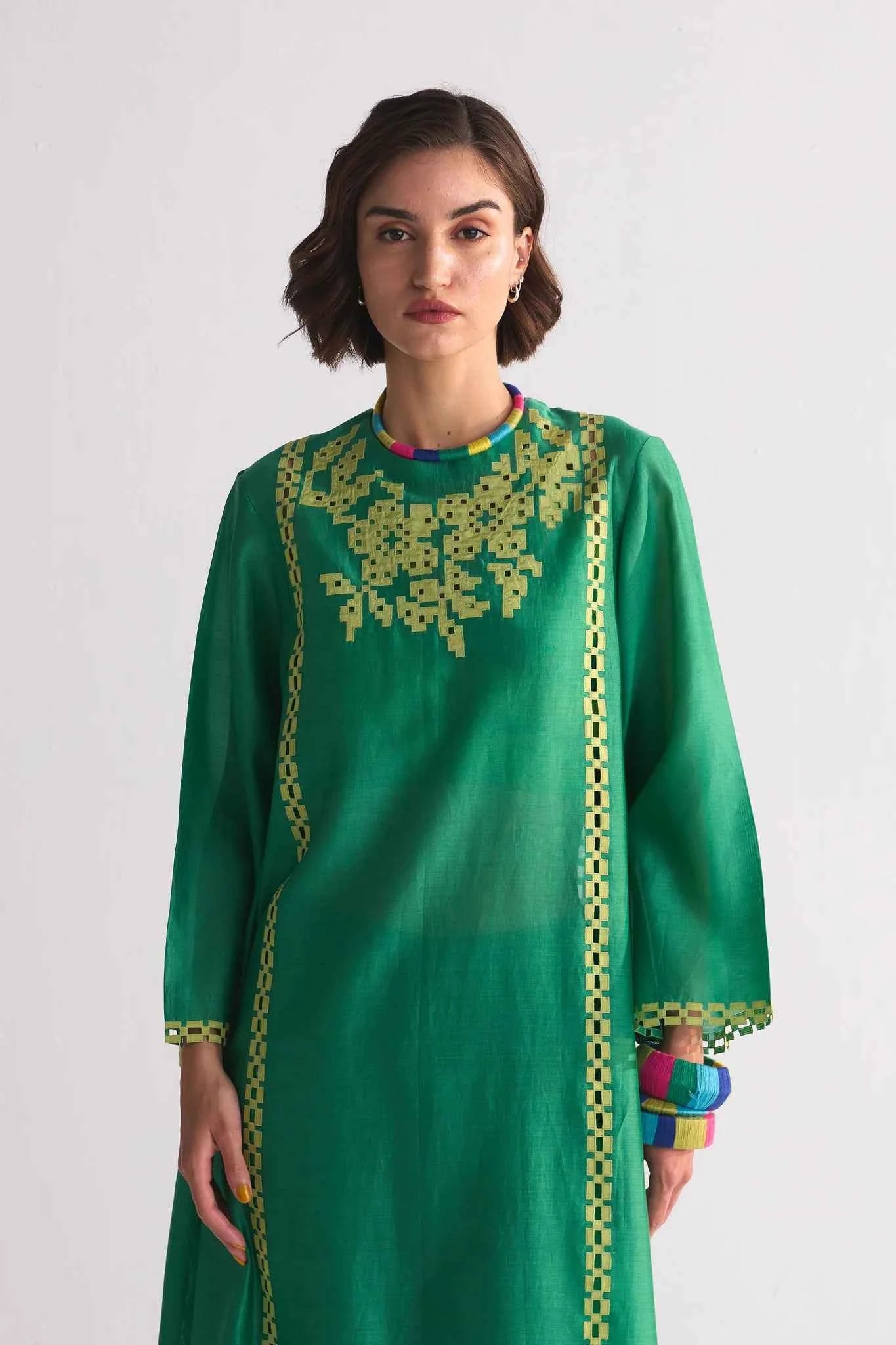 HEER - Green Embroidered Shirt & Trouser.